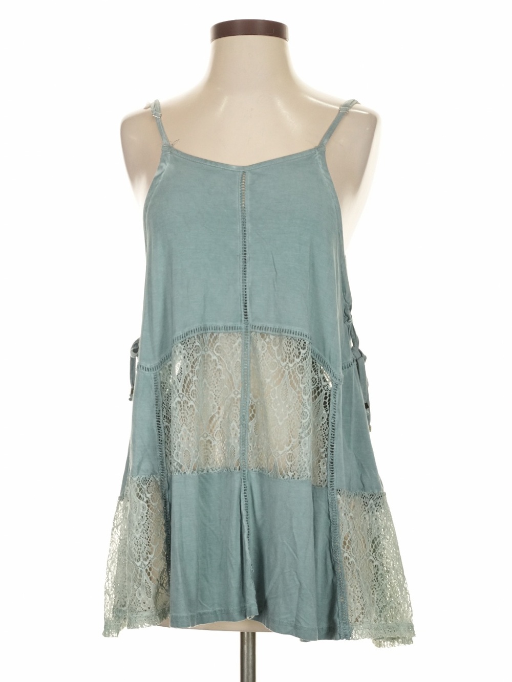 New: POL Boho Mixed Lace Patchwork Tie Side Detail Flowy Sleeveless Top• Small